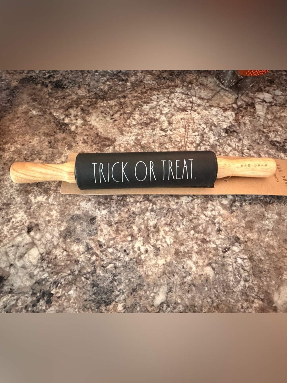 Rae Dunn Trick or Treat Black Decorative Rolling Pin - Home Kitchen